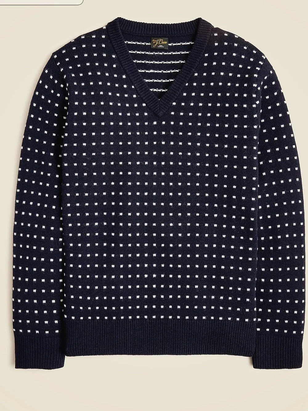 J crew Relaxed midweight cashmere V-neck sweater in jacquard dot